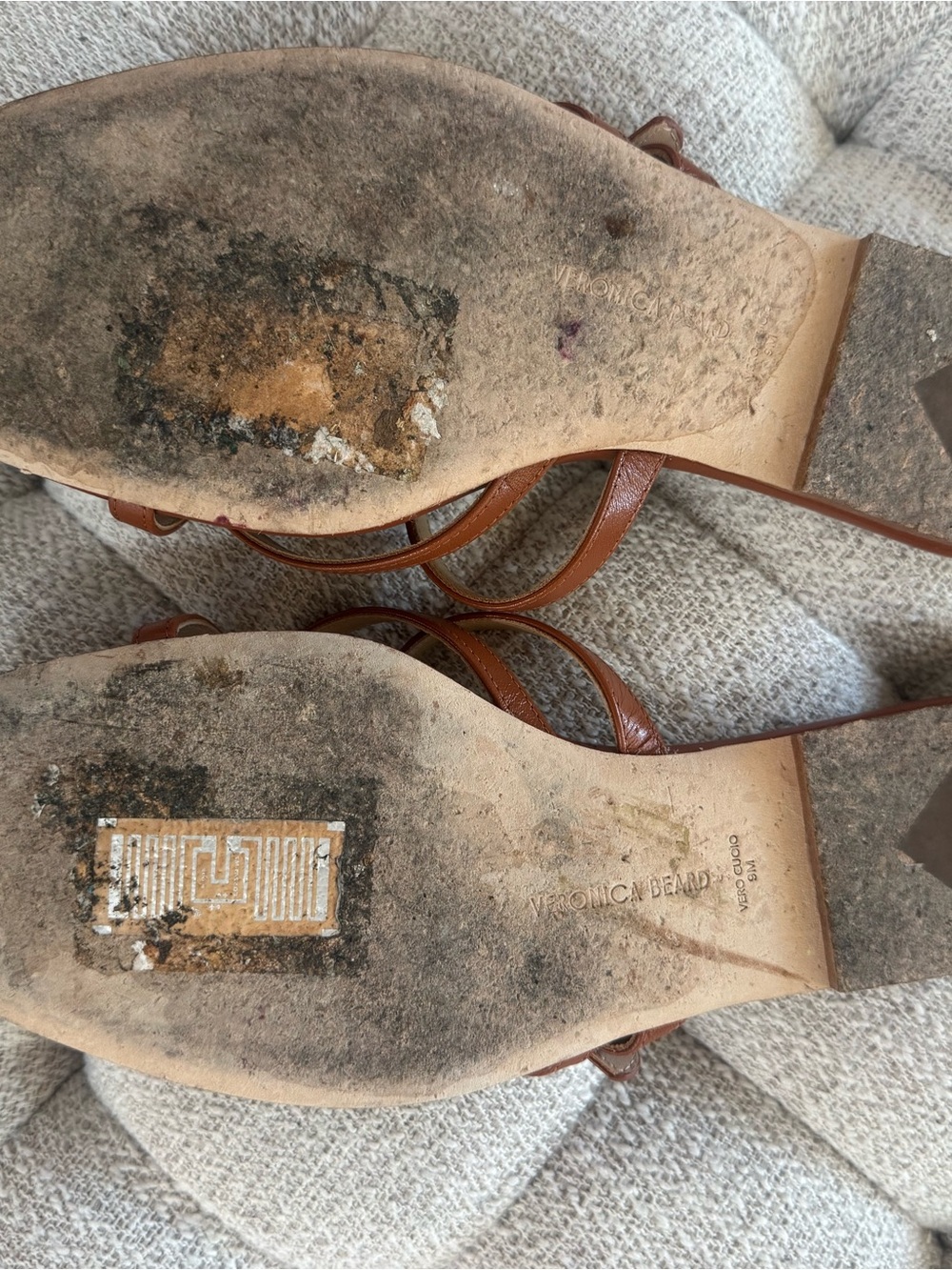 Veronica Beard Brown Leather Strappy Flat Sandals - Picture 5 of 5